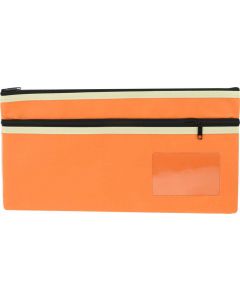 POLYESTER PENCIL CASE - 2 ZIP -35 X 18CM - ORANGE - P3518O2