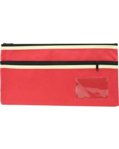 POLYESTER PENCIL CASE - 2 ZIP -35 X 18CM - RED - P3518R2