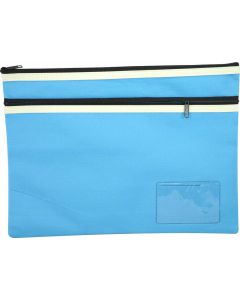 POLYESTER PENCIL CASE - 2 ZIP -35 X 26CM - LIGHT BLUE - P3526LB2