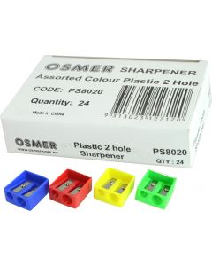 2 HOLE PLASTIC SHARPENER - BOX OF 24 - PS8020