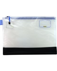 REINFORCED NYLON BOTTOM - CLEAR MESH CASE 37.5 X 27CM - BLUE ZIP - RMA4B