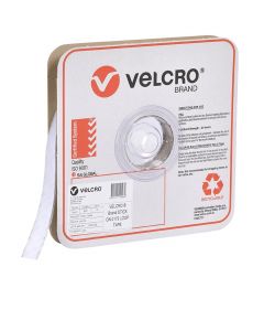 STRIP - 19mm WIDE VELCRO® BRAND  BY 25 METRE ROLL - WHITE - LOOP - V14548