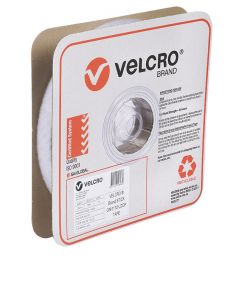 STRIP - 25mm WIDE VELCRO® BRAND  BY 25 METRE ROLL - WHITE - LOOP - V14848