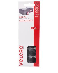 HANGSELL - VELCRO® BRAND HANDY DOTS  - 22mm HOOK & LOOP - BLACK - V24502