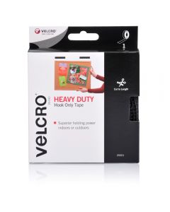 DISPENSER BOX - VELCRO® BRAND EXTREME DUTY HOOK ONLY TAPE - 25MM x 3M - BLACK - V25551