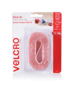 HANGSELL - VELCRO® BRAND STICK ON HOOK & LOOP TAPE - 25MM X 1M - WHITE - V25571