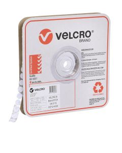 SPOTS - 16mm VELCRO® BRAND  - 1200 PER ROLL - WHITE - HOOK - V28206