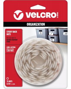 HANGSELL - VELCRO® BRAND STICK ON HOOK AND LOOP - 16MM X 75 DOTS - WHITE - V90090